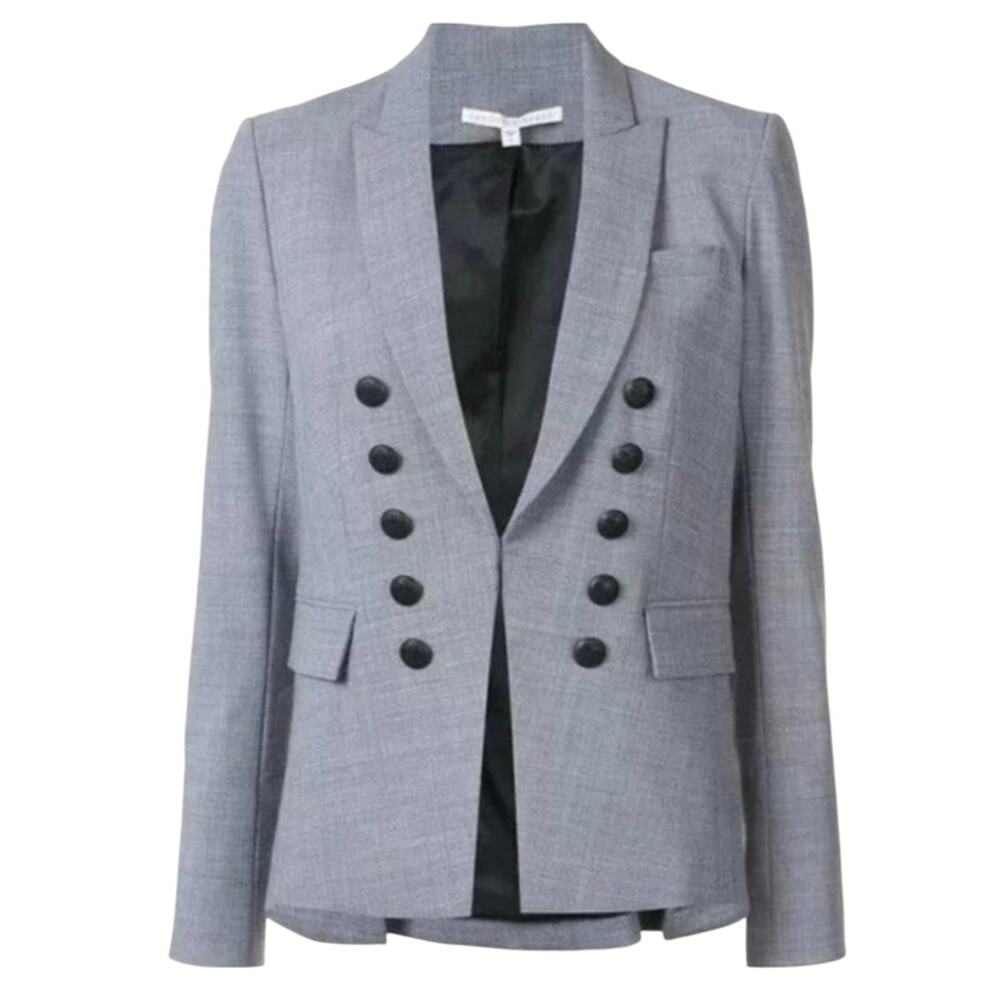 Veronica Beard Gray Double-Breasted Military Blazer